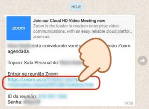 Convite para entrar em reunião no Zoom
