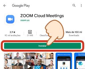 Fazendo instalação do Zoom no Google Play